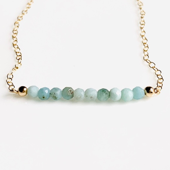 By Love_K Design Jewelry - Larimar Gemstone Choker Necklace Gold Filled 925